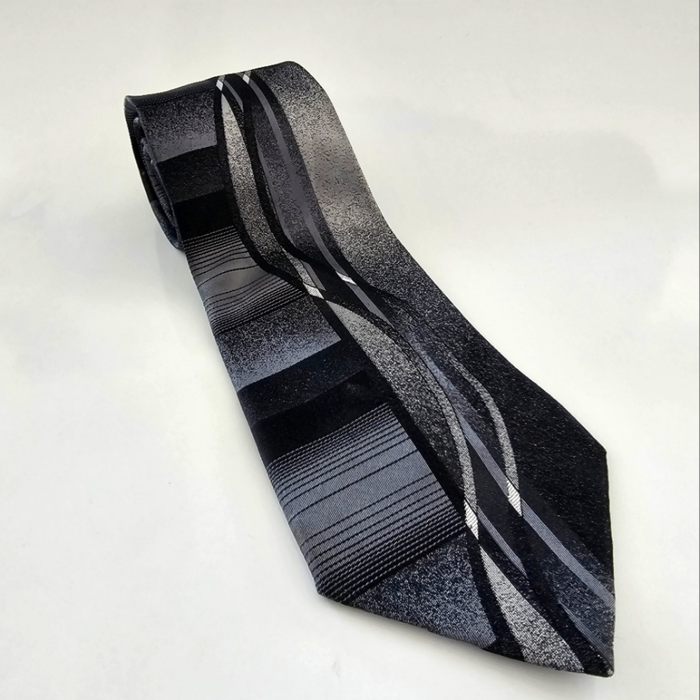 pierre cardin Silk Tie, Grey, Geometric Design